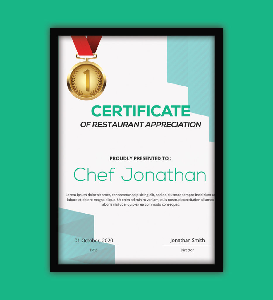 Restaurant Certificate Template Example