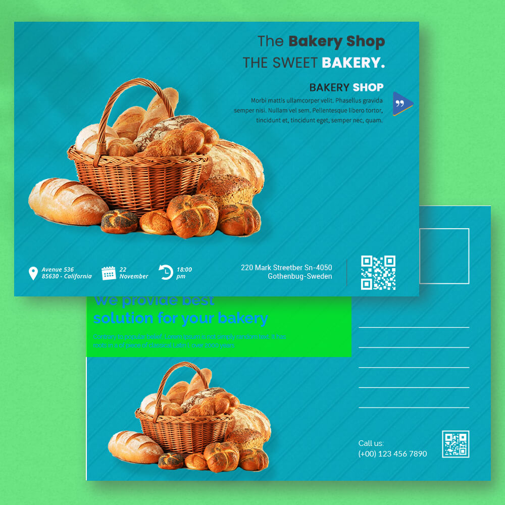 Sample Bakery Postcard Templates