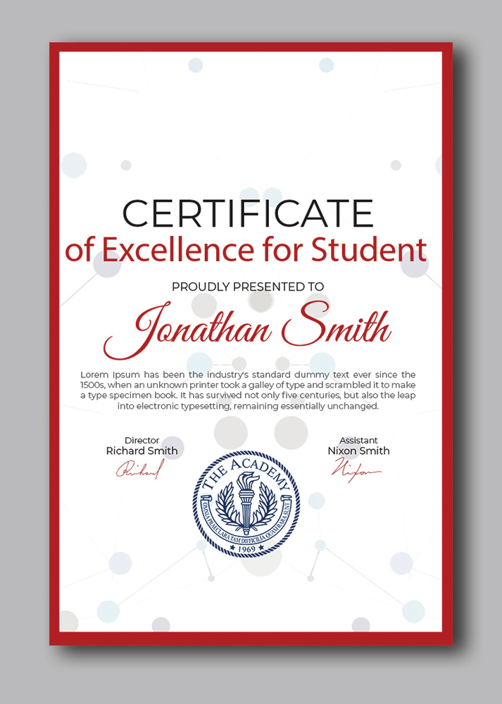 Sample Excellence For Studentc Certificate Templates