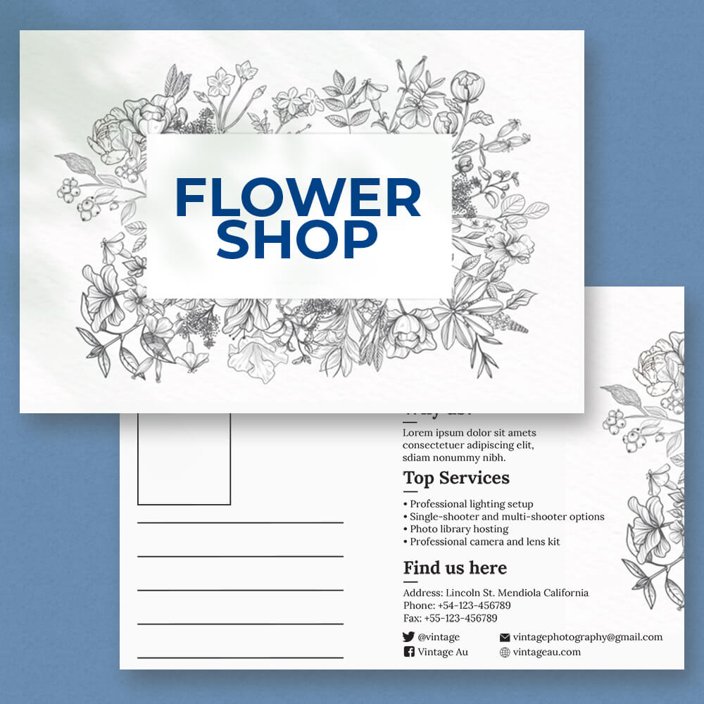 Sample Flower Shop Postcard Templates