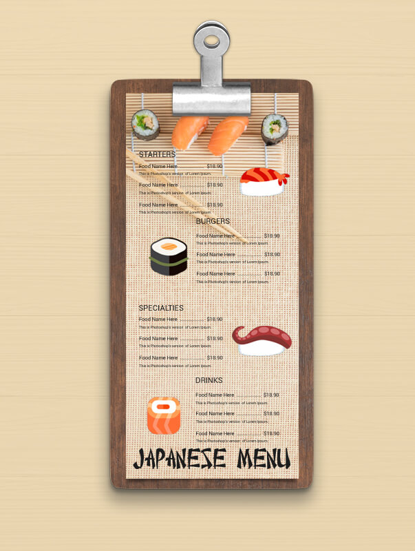 Sample Japanese Menu Templates