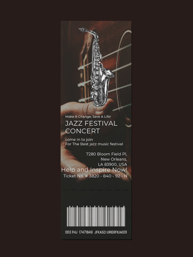 Sample Jazz Concert Ticket Templates