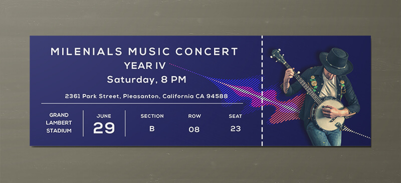 Sample Music Concert Ticket Template