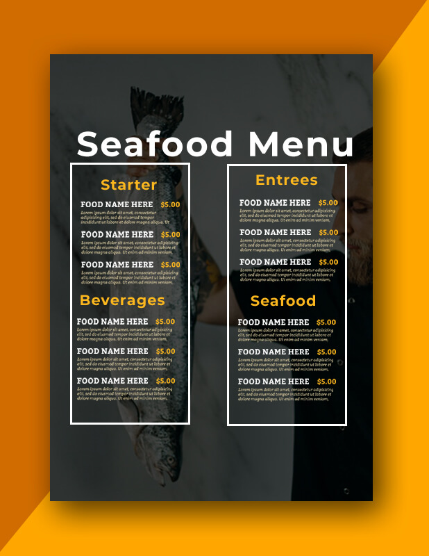 Seafood Menu Template Example