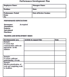 Performance Development Plan Template | room surf.com