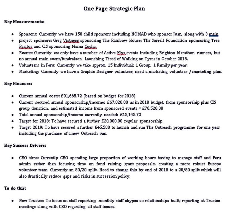 One Page Strategic Plan Template | room surf.com