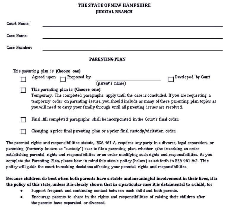 Parenting Plan Template room surf com Parenting Plan Template room surf com