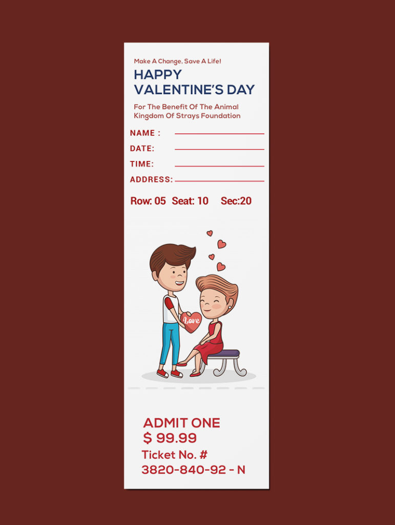 Valentine Day Ticket Template Sample