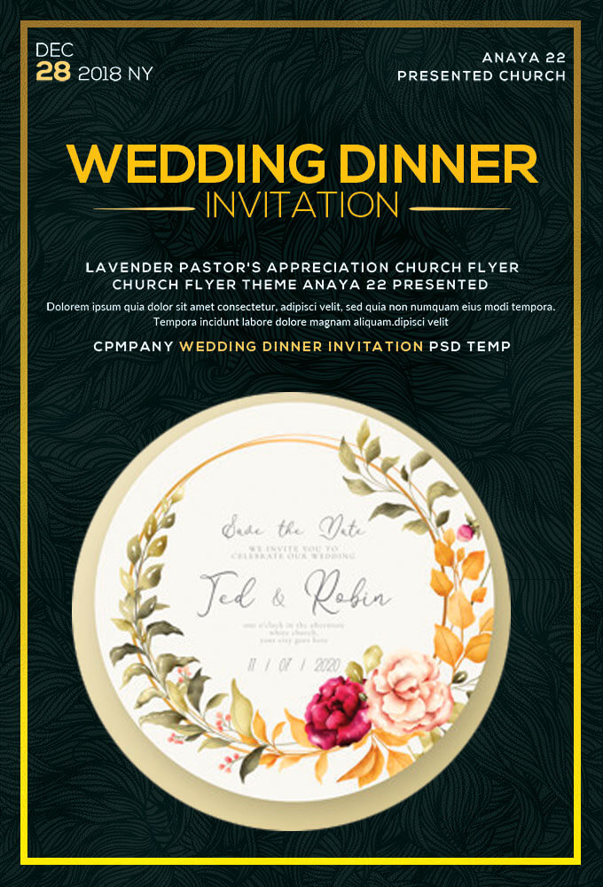 Wedding Dinner Invitation Template Sample