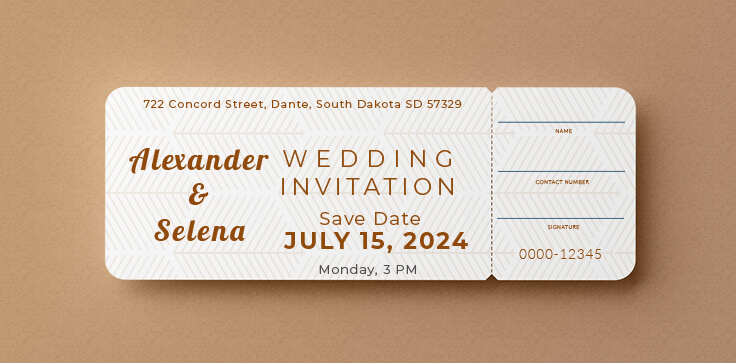 Wedding Invitation Ticket Design Template