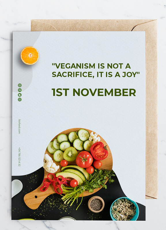 World Vegan Day Greeting Card Template Example