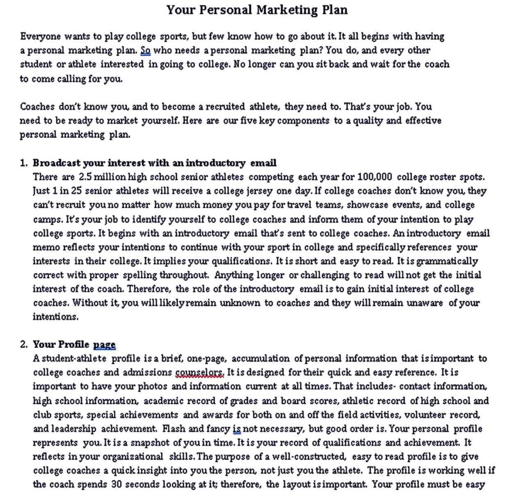 Your personal marketing plan