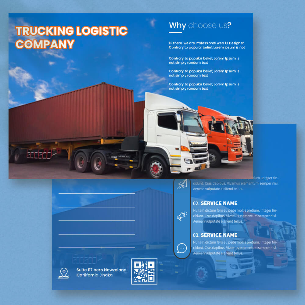 Trucking Logistic Postcard Template Sample