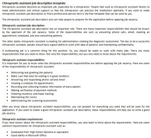 Chiropractic assistant job description template | room surf.com