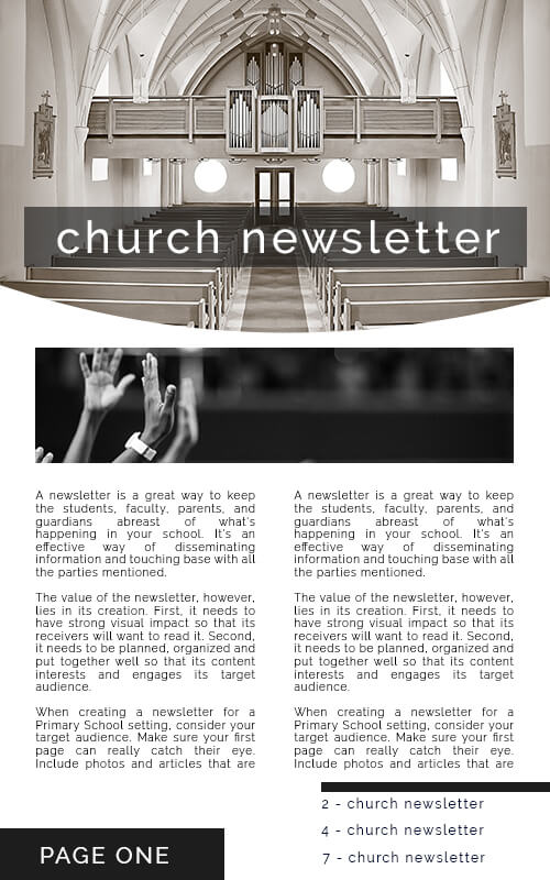 church newsletter Example PSD Design