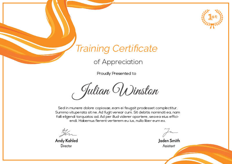 training certificate PSD Flyer Template