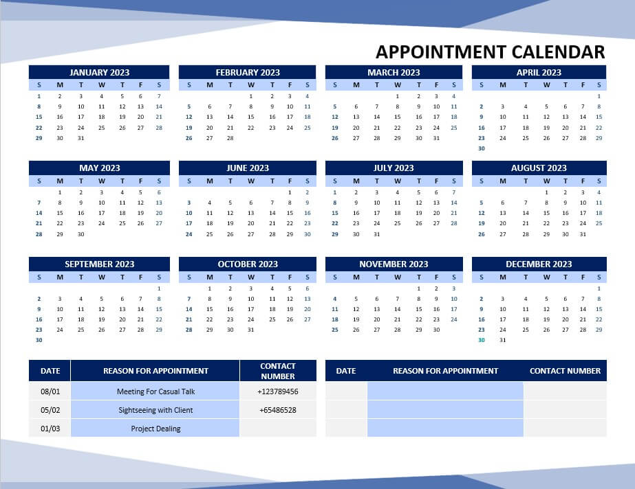 Appointment Calendar Template free download word