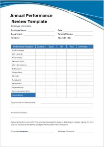 5+ Annual Performance Review Template 