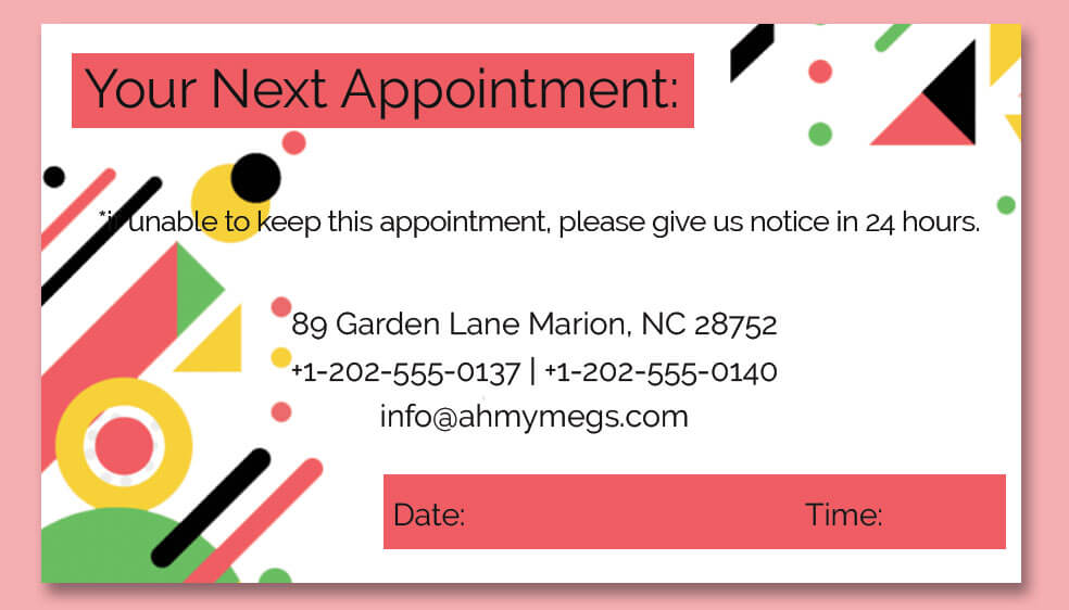 appointment card template free download psd