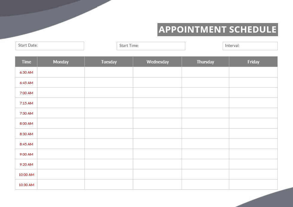 appointment schedule template free word template