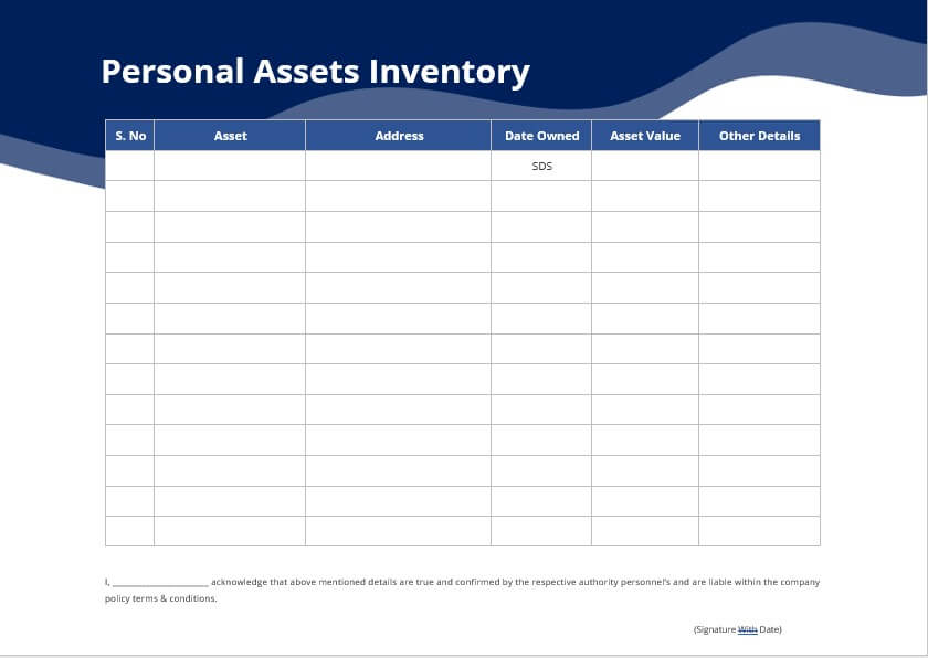 asset inventory template free word template