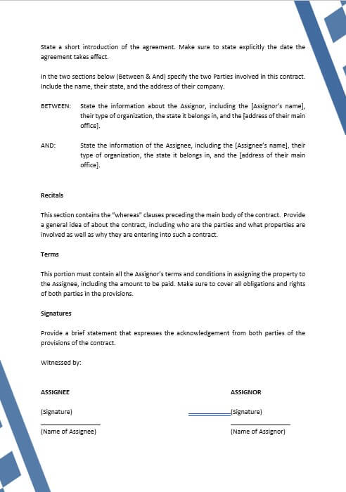 assignment contract template free word template