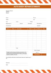 10  Auto Body Repair Estimate Template room surf com