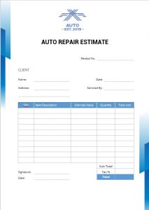 10+ Auto Repair Estimate Template | room surf.com