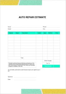 10+ Auto Repair Estimate Template | room surf.com