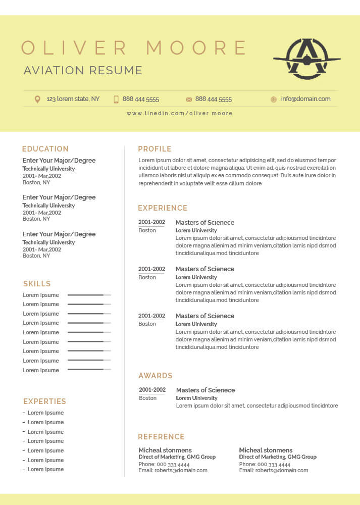 aviation resume template free download psd