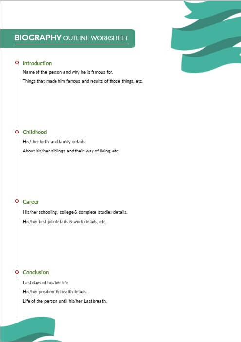 biography outline template free download word