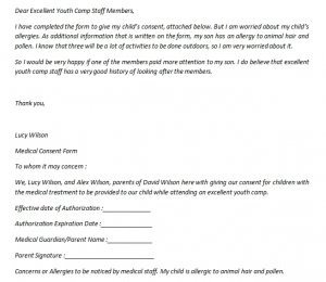 Medical Permission Letter For Child And Its Sample | room surf.com