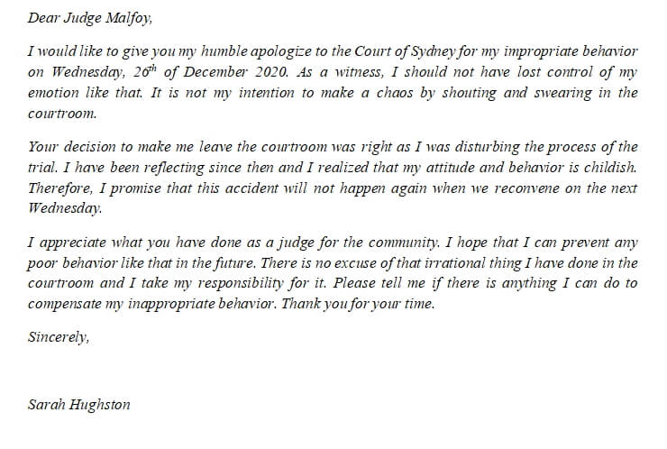 171. Apology Letter to Court