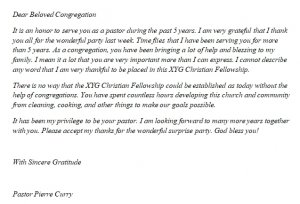 Pastor Appreciation Letter to Congregation And Example | room surf.com