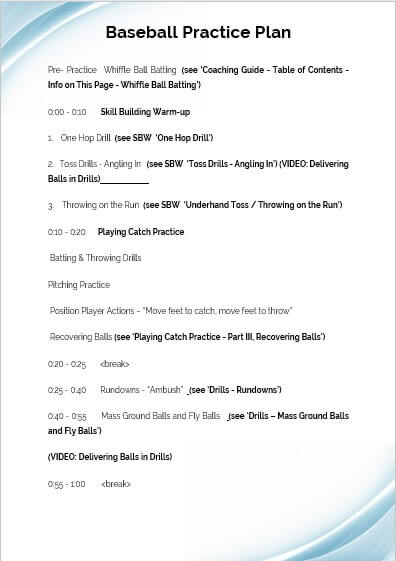 baseball practice plan template in word free download