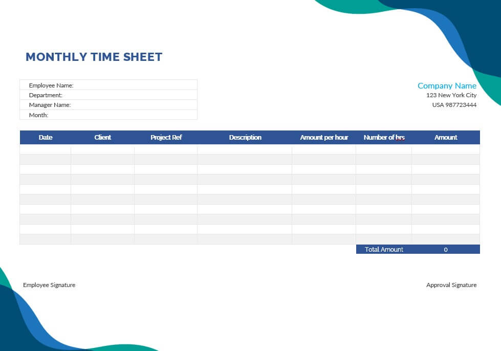 basic monthly timesheet template in word free download