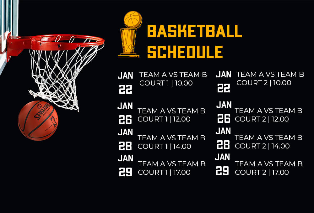 basketball schedule template example psd design