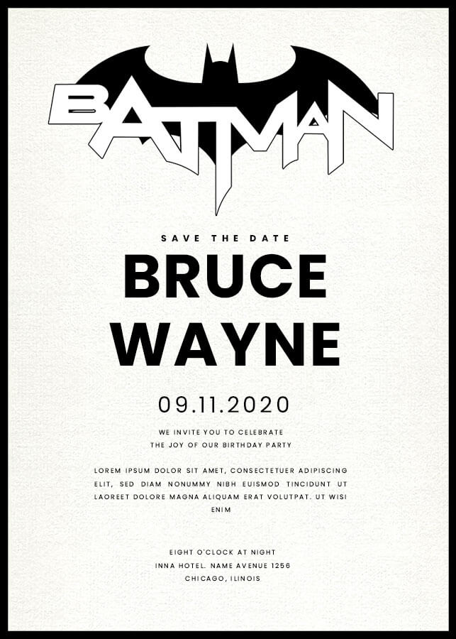 batman invitation template in photoshop