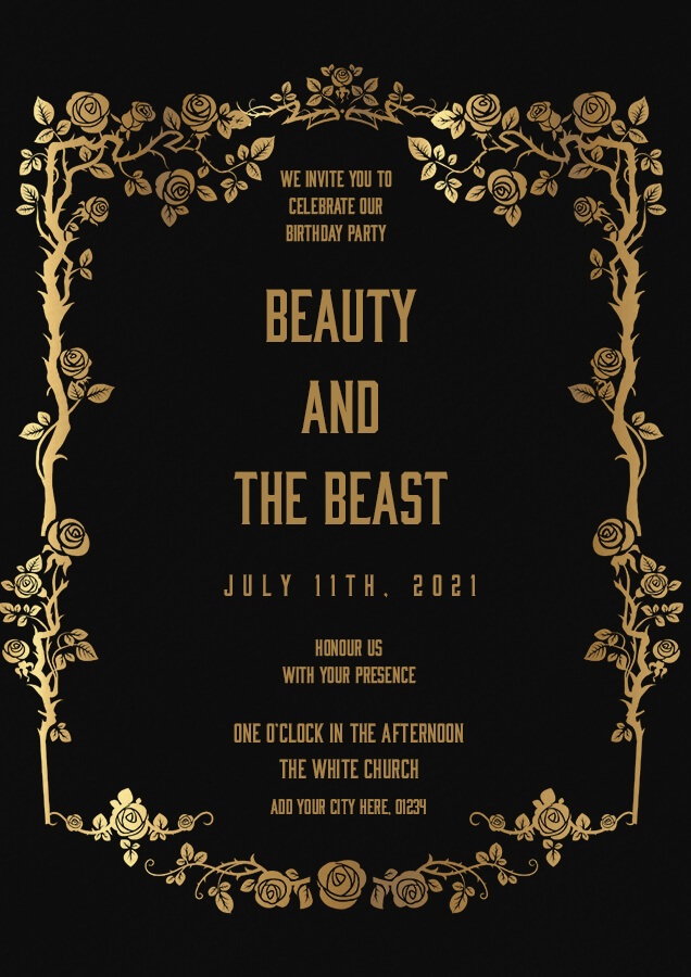 beauty and the beast invitation template free psd template