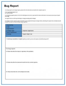 10+ Printable Bug Report Template | room surf.com