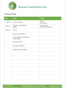 10+ Printable Business Travel Itinerary Template | room surf.com