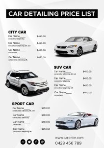 Printable Car Detailing Price List Psd Template Free Room Surf Com