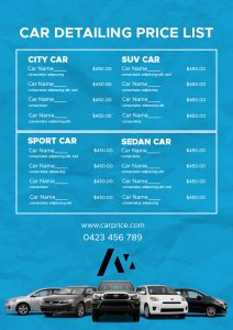 10+ Printable Car Detailing Price List psd template free | room surf.com