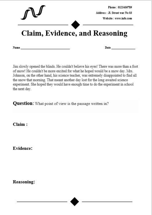 claim evidence reasoning template example word design