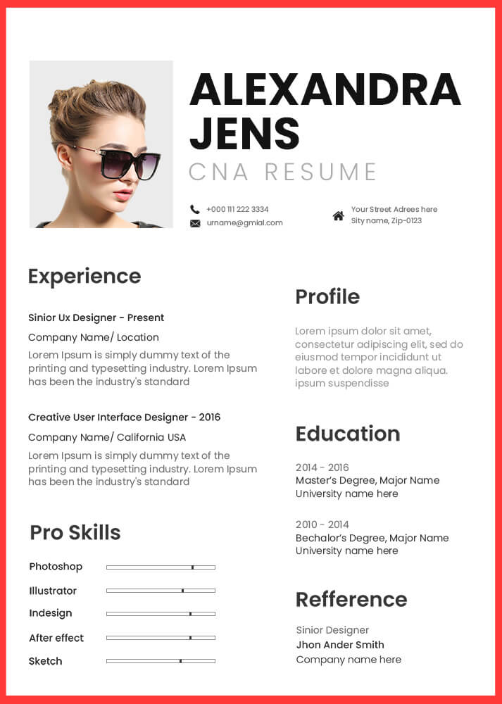 5+ CNA Resume in psd photoshop | room surf.com