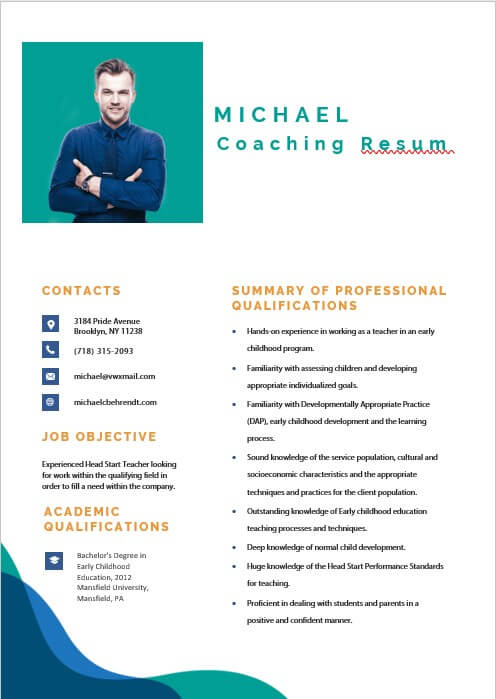 coaching resume template free download word