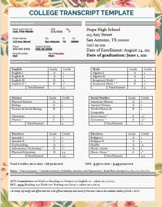 5+ College Transcript Template | room surf.com