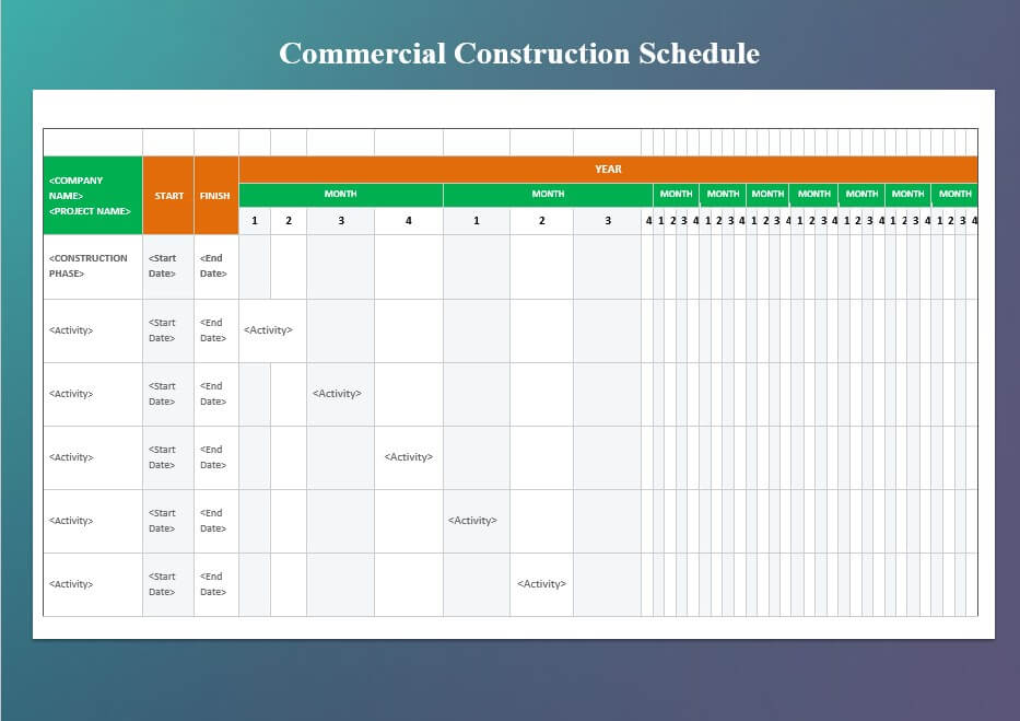 commercial construction schedule free download word