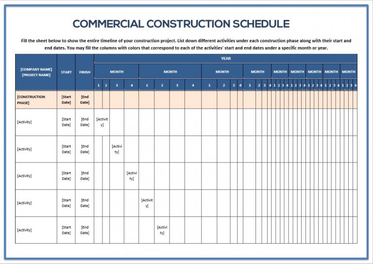 10+ Commercial Construction Schedule Template | room surf.com