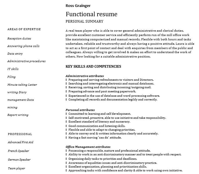 Administrative Assistant Resume Skills Example PDF Download